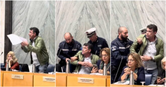 Copertina di “Dov’è il vostro decoro?”, bagarre a Imperia: consigliere d’opposizione portato via a forza dalla polizia. E lui denuncia: “Atto fascista”