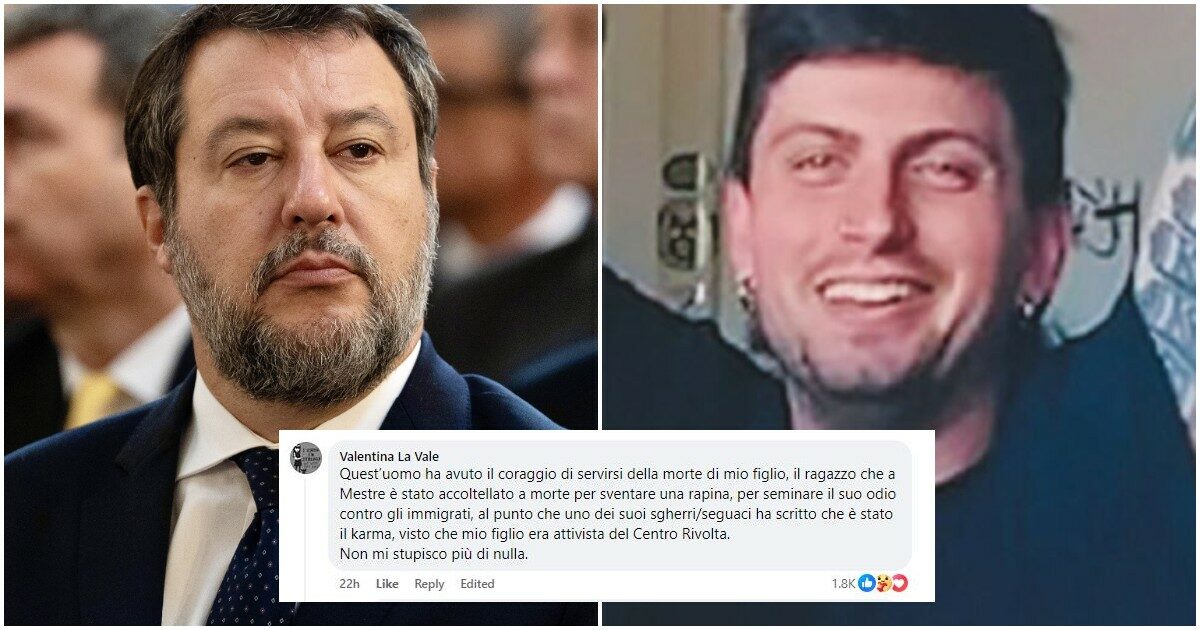 La madre di Giacomo, ucciso per sventare una rapina, contro Salvini: “Semina odio contro i migranti servendosi della morte di mio figlio”