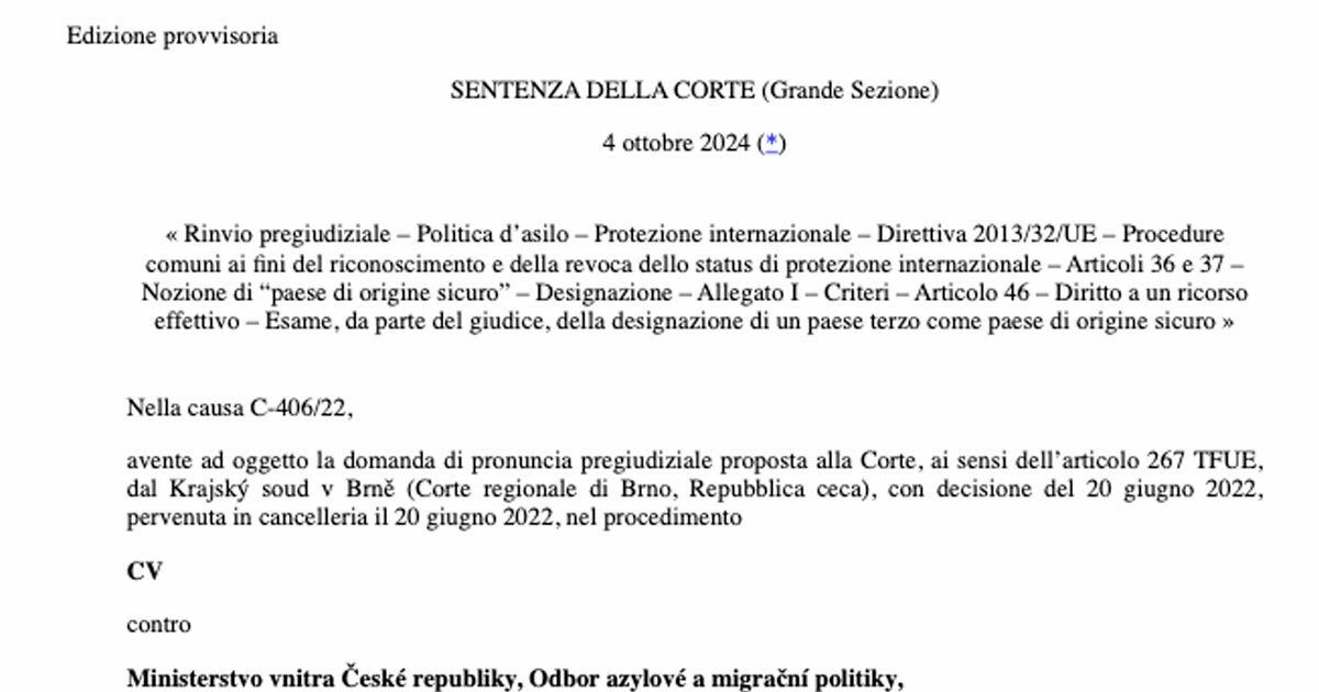 Migranti, ecco la sentenza della corte di Giustizia Ue (in italiano)