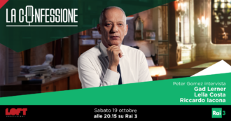 Copertina di Gad Lerner, Lella Costa, Riccardo Iacona ospiti di Peter Gomez a La Confessione sabato 26 ottobre alle 20.15 su Rai3