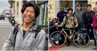 Copertina di Influencer ‘giramondo’ derubato a Milano, sui social organizzano una raccolta fondi e gli regalano una bici nuova: “Esiste anche una Milano per bene”