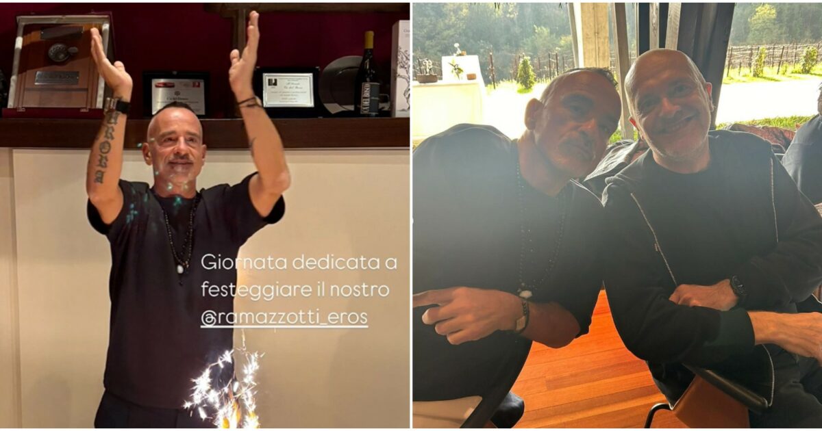 Eros Ramazzotti festeggia i 61 anni tra amici e vini della Franciacorta: presenti anche Max Pezzali e Biagio Antonacci