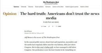 Copertina di Il Washington Post non sostiene Harris e perde 200mila abbonati. Bezos: “La mia è la scelta giusta”
