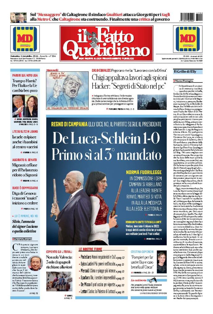 Copertina di domenica 3 Novembre 2024