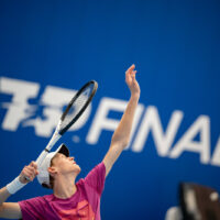 Jannik Sinner trains at the Sporting, where training courts are set up in Turin, Italy, where the ATP Finals will begin on Sunday, Nov. 10 – News – Sunday, November 1, 2024. (Photo by Marco Alpozzi/Lapresse)