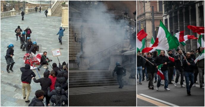 Bologna, tensione per il corteo della destra estrema: scontri tra la polizia e gli antagonisti