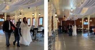 Copertina di La sposa entra nella sala del ricevimento insieme al marito e al figlio ma non trova nessuno: “Cosa ho fatto per meritarmi questo?” – Il video è virale