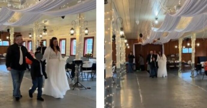 La sposa entra nella sala del ricevimento insieme al marito e al figlio ma non trova nessuno: “Cosa ho fatto per meritarmi questo?” – Il video è virale