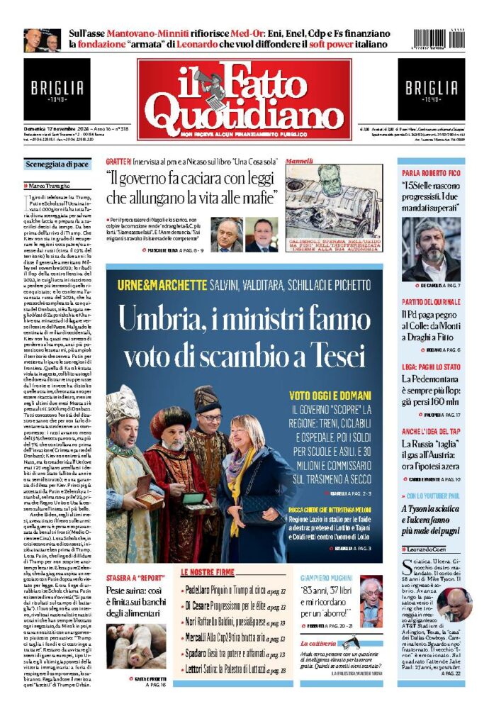 Copertina di domenica 17 Novembre 2024