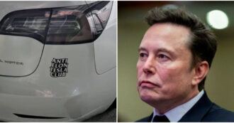 Copertina di “L’ho comprata prima di sapere che fosse pazzo”: spopolano gli adesivi contro Elon Musk da incollare sulle Tesla. Boom di vendite dopo le elezioni