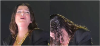 Copertina di “Grido forte il tuo nome sottovoce quando mi manchi”: Emma in lacrime durante il concerto mentre canta “Intervallo”, dedicata al padre