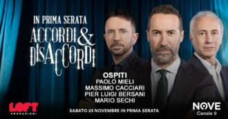 Copertina di Mieli, Cacciari, Bersani e Sechi ospiti di Luca Sommi ad Accordi&Disaccordi il 23 novembre alle 21.30 su Nove. Con Travaglio e Scanzi