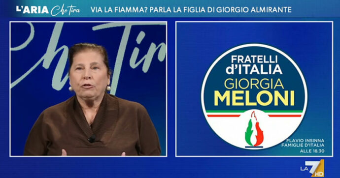 Copertina di La figlia di Almirante contro Fratelli d’Italia a La7: “Ormai è un partito democristiano, abbia il coraggio di togliere la fiamma dal simbolo”