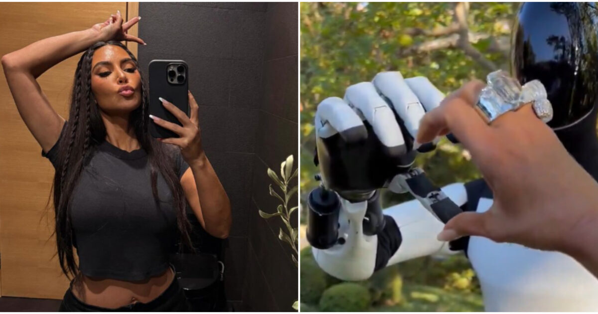 Kim Kardashian in pose sexy con il robot Tesla da 30 mila dollari, le foto indignano gli utenti: “È disturbante”