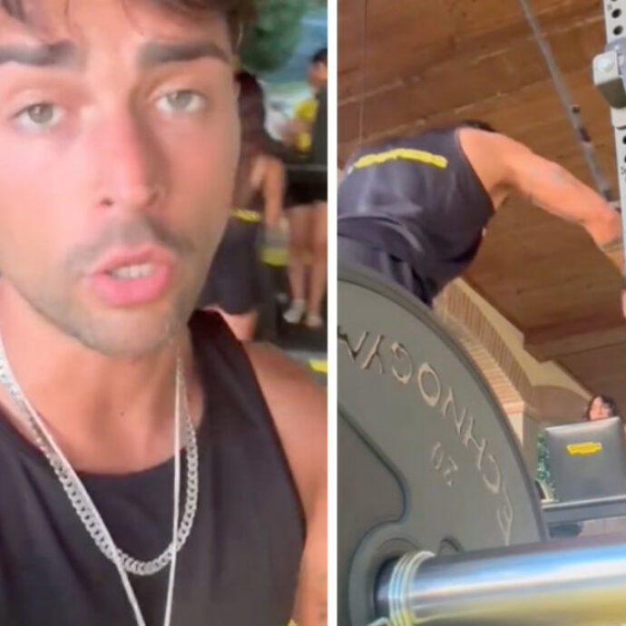  l’ex tronista Davide Donadei fa cadere un attrezzo in testa alla tiktoker mentre si allena in palestra – VIDEO