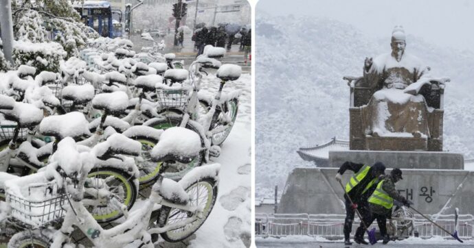 Corea del Sud nel gelo, morti e disagi per le nevicate. E in Siberia registrate temperature di 20° gradi più alte della media