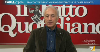 Copertina di Travaglio a La7: “La rivotazione voluta da Grillo nel M5s? Dopo l’ultimo gigantesco vaffa ne prenderà un altro, mi fa molta tristezza”