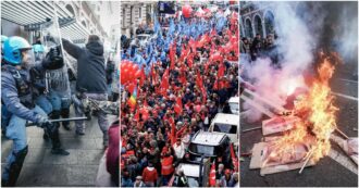 Copertina di Sciopero generale contro la manovra, la protesta in tutta Italia. Landini: “500mila persone nelle piazze”. A Torino scontri tra forze dell’ordine e gruppi antagonisti, bruciate le foto di Meloni e Salvini – La diretta