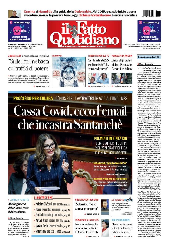 Copertina di domenica 1 Dicembre 2024