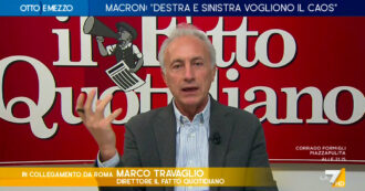 Copertina di Travaglio a La7: “Macron? Un piccolo traffichino che si crede Napoleone e che è rimasto completamente impigliato nelle sue stesse reti”