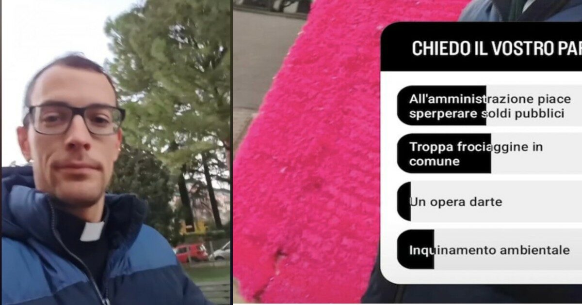 “Troppa froc*****ne in Comune”: il prete star di TikTok scatena la bufera con un sondaggio sull’albero di Natale fucsia