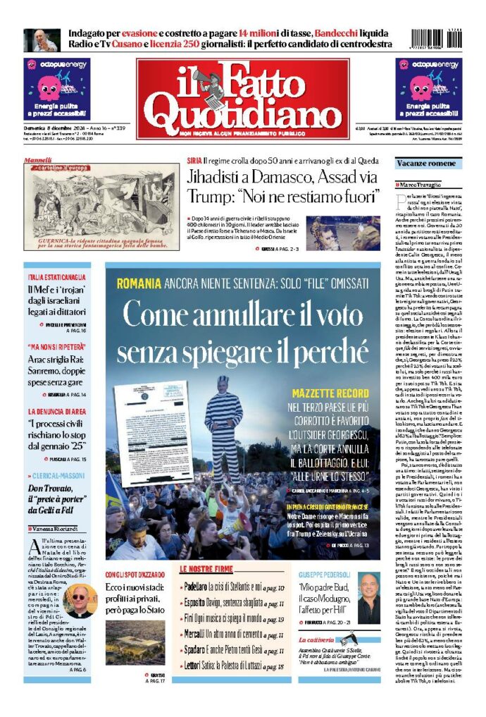 Copertina di domenica 8 Dicembre 2024