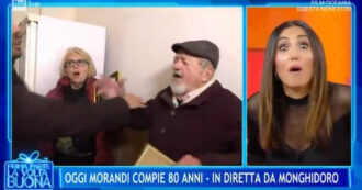 Copertina di “Io sono per la fi*a”: la gaffe dell’amico di Gianni Morandi fa sbiancare Caterina Balivo e il suo inviato