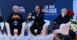 Copertina di “Vogliamo prendere per la pelle del cu*o e dare un calcio nel sedere a chi occupa le case degli anziani”: l’intervento di Delmastro ad Atreju