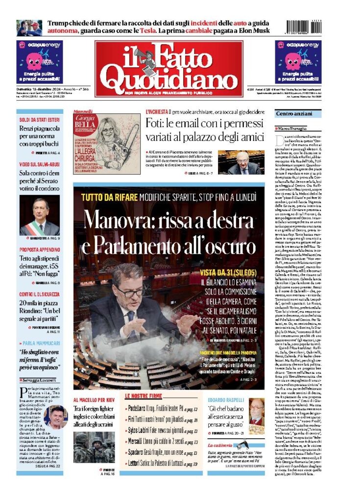 Copertina di domenica 15 Dicembre 2024