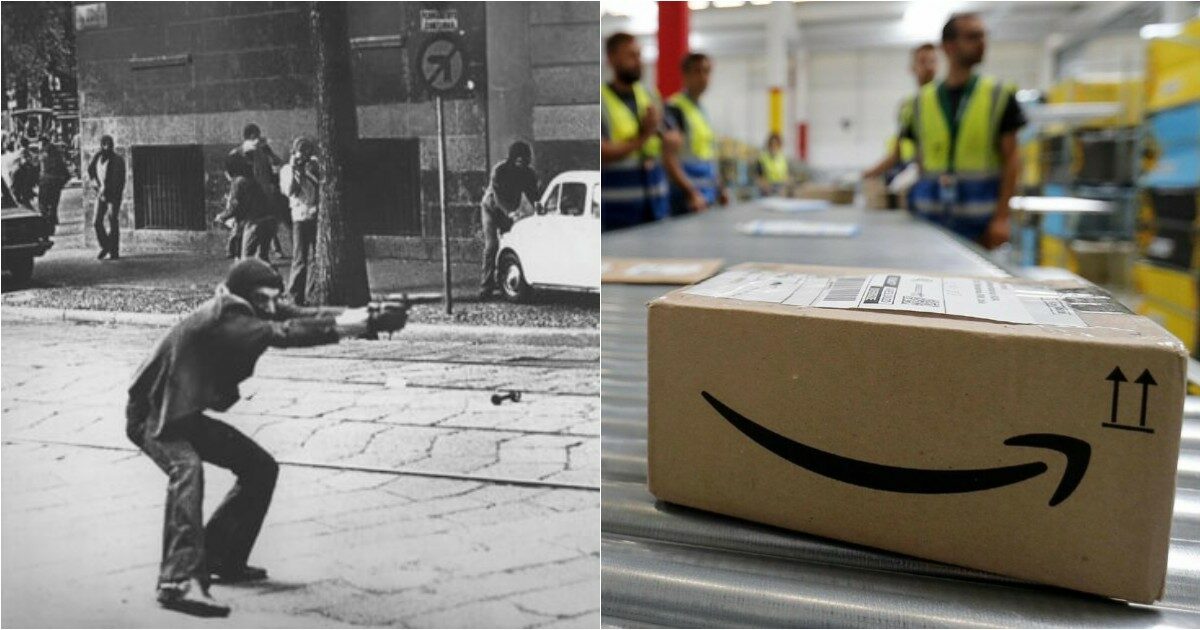 “Amazon impara, la P38 spara”: denunciato Francesco Memeo, figlio dell’ex terrorista della foto più nota degli Anni di piombo