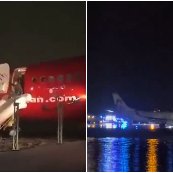 Boeing slitta sulla pista ghiacciata e si ferma a un soffio dal mare: 165 passeggeri evacuati con gli scivoli d’emergenza – VIDEO