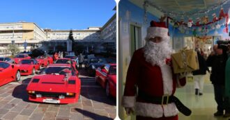 Copertina di Babbo Natale in Ferrari al Policlinico Gemelli di Roma, regali ai bimbi. Uno di loro andrà a un GP di F1