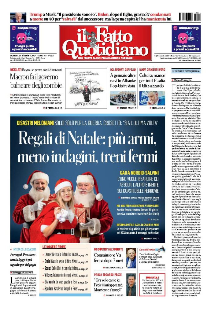 Copertina di martedì 24 Dicembre 2024