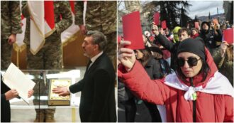 Copertina di Georgia, si insedia il nuovo presidente Kavelashvili: cerimonia a porte chiuse. Manifestanti a Tiblisi con il “cartellino rosso”