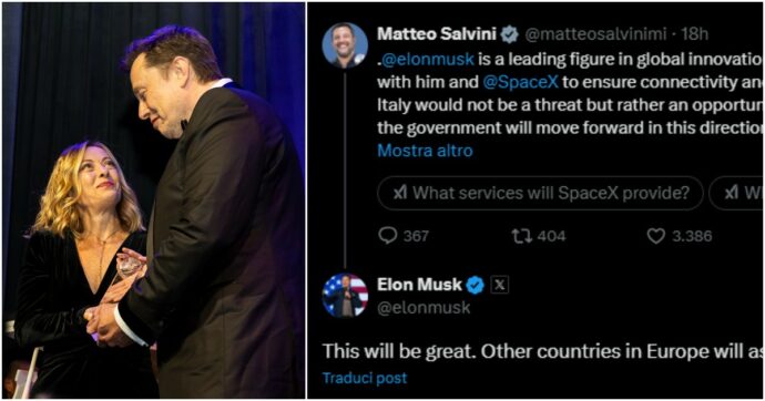 Musk a Salvini: l’accordo con SpaceX “sarà fantastico, altri in Ue seguiranno”. Ma Forza Italia frena gli entusiasmi: “Serve prudenza”