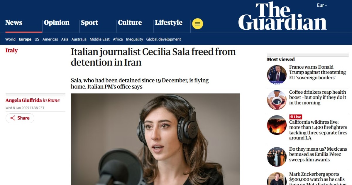 La notizia della liberazione di Cecilia Sala sui siti dei media internazionali – Foto