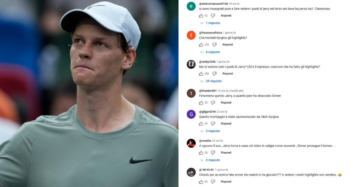 “Ma chi ha montato questo video? Kyrgios?”. Il sarcasmo dei tifosi di Sinner sotto gli highlights del match con Jarry