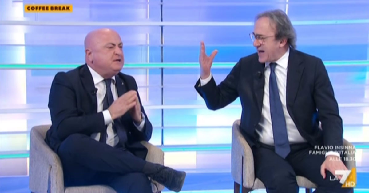 Meloni indagata, lite Ottaviani (Lega) Bonelli: “Siamo la Repubblica delle banane del diritto”. “Vai a studiare, dici bugie incredibili”. Su La7