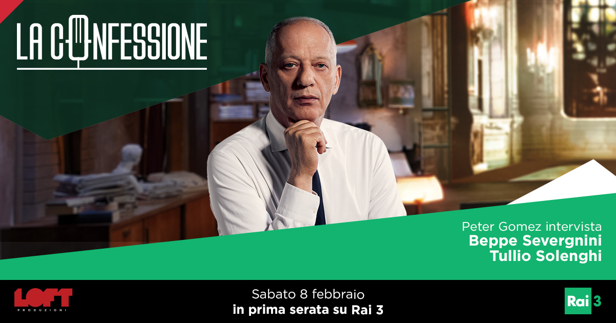 Beppe Severgnini e Tullio Solenghi ospiti a La Confessione di Peter Gomez sabato 8 febbraio alle 20.15 su Rai3