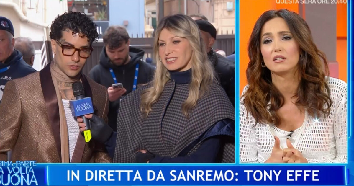 Tony Effe e le polemiche per la frase di Caterina Balivo: “Come ti vorrei…”. Cosa ha detto al rapper in gara a Sanremo 2025