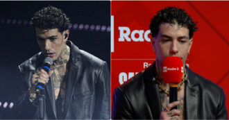 Copertina di “Sono inca****o nero, mi hanno levato la collana prima di salire sul palco. Per me Sanremo finisce oggi”: il duro sfogo di Tony Effe.  La Rai replica: “Niente marchi in vista”