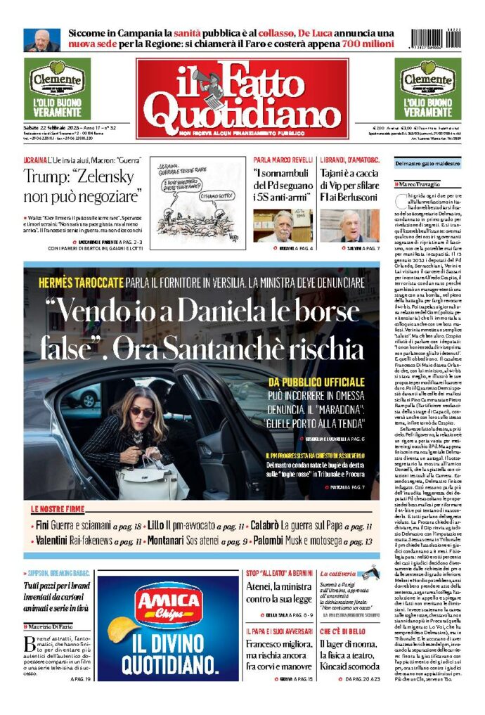 Copertina de Il Fatto Quotidiano di Sab 22 Febbraio 2025