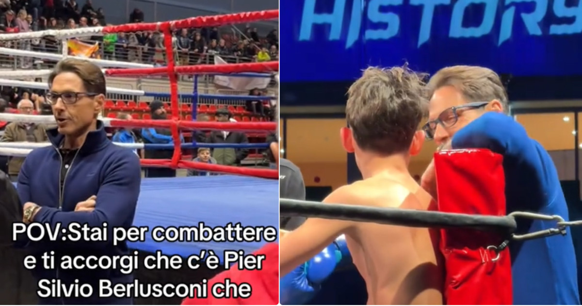 Lorenzo Berlusconi campione sul ring riceve i complimenti da Clemente Russo. Il papà Pier Silvio: “La boxe è una scuola di comportamento, insegna il sacrificio”