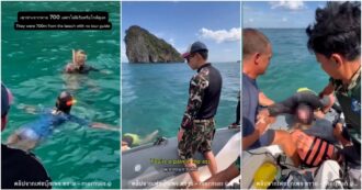 Copertina di Il turista italiano nuota in una zona vietata. Quando le autorità thailandesi lo pizzicano e lui reagisce così (video)