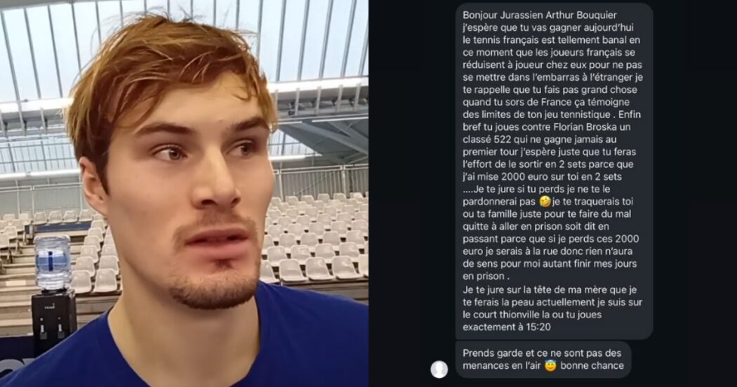 “Ho puntato migliaia di euro su di te. Se perdi ti ucciderò, rintraccerò la tua famiglia”: le gravi minacce al tennista francese Bouquier