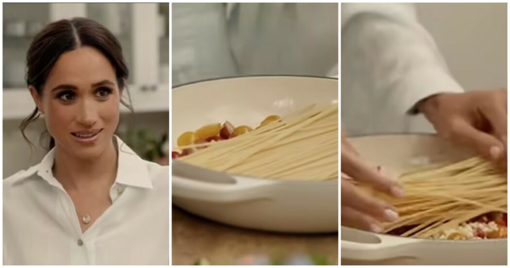 “Dà lezioni di cucina ma cuoce gli spaghetti in padella: questo non è cibo, è una punizione”. Meghan Markle di nuovo nella bufera: le sue ricette sono un disastro