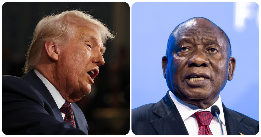 https://st.ilfattoquotidiano.it/wp-content/uploads/2025/03/07/Trump-Ramaphosa-1050x551.jpg