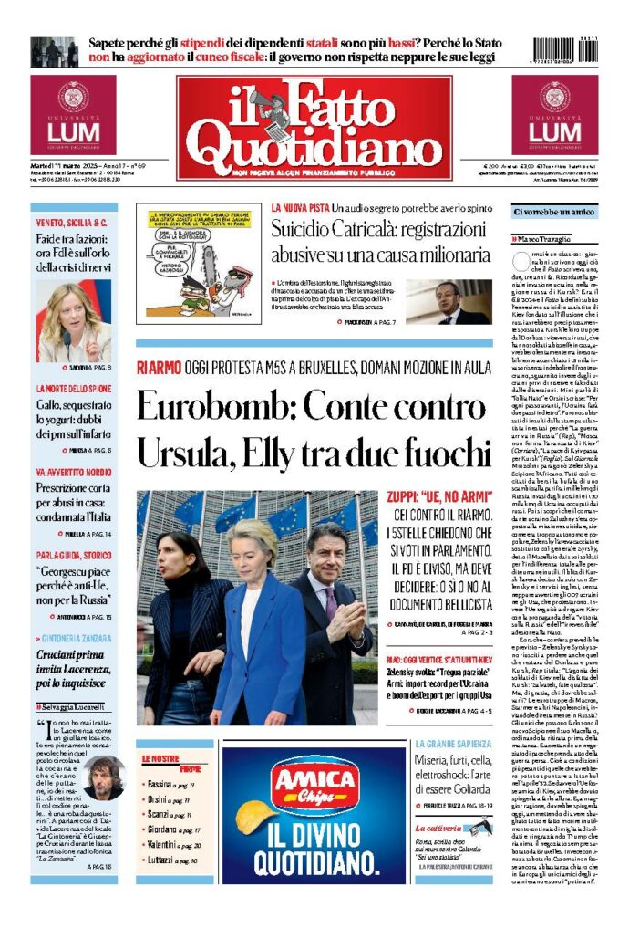 Copertina de Il Fatto Quotidiano di Mar 11 Marzo 2025