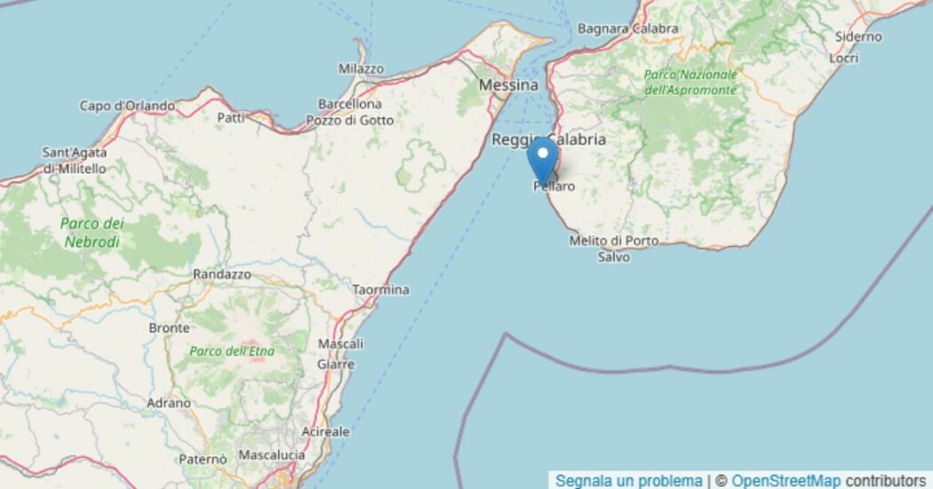 Terremoto nello Stretto di Messina, scossa di magnitudo 3.4 a 14 km di profondità. Avvertita a Reggio Calabria