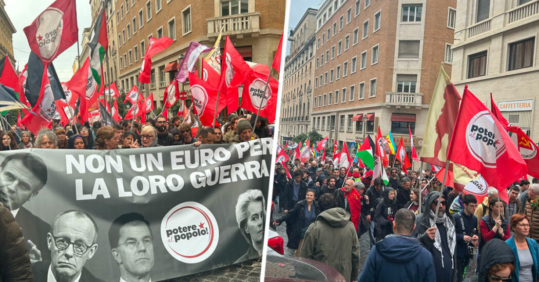 L’altra piazza di Roma: “Siamo 10mila contro il riarmo, siamo noi l’opposizione antifascista”